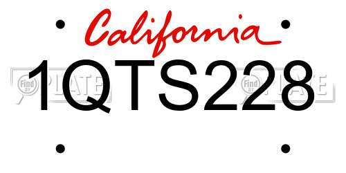 1QTS228 California License Plate