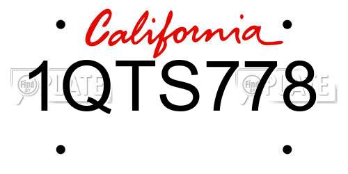 1QTS778 California License Plate