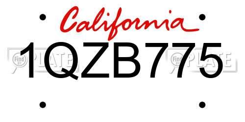 1QZB775 California License Plate