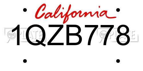 1QZB778 California License Plate