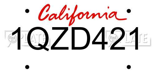 1QZD421 California License Plate