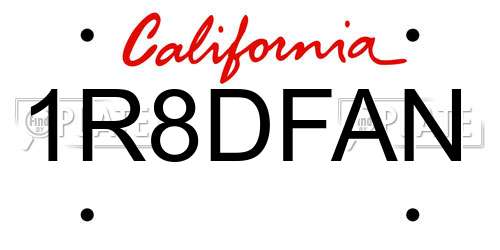 1R8DFAN California License Plate