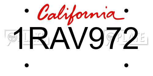 1RAV972 California License Plate