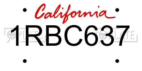 1RBC637 California License Plate
