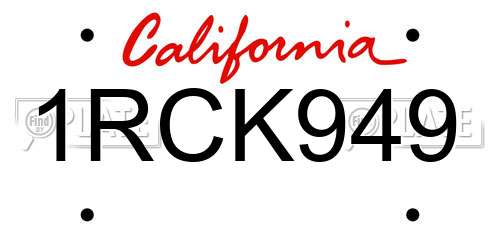 1RCK949 California License Plate