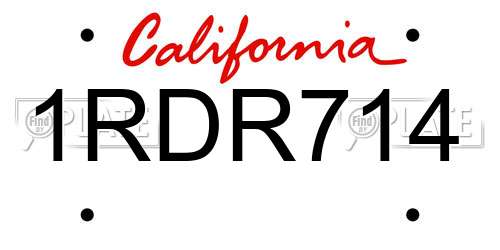 1RDR714 California License Plate