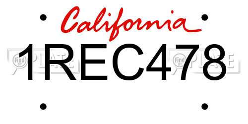 1REC478 California License Plate