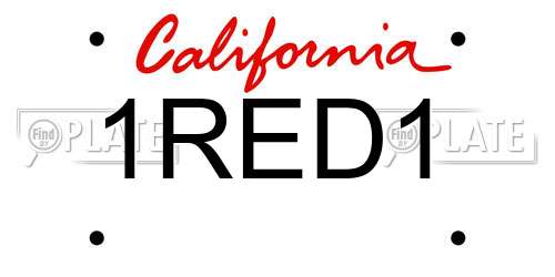 1RED1 California License Plate