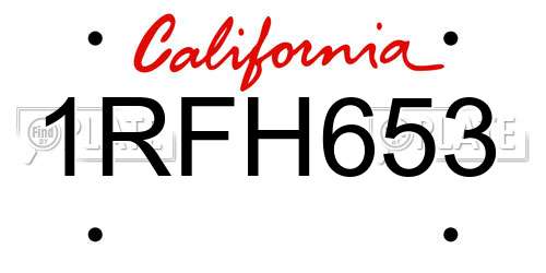 1RFH653 California License Plate