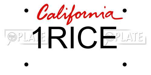 1RICE California License Plate