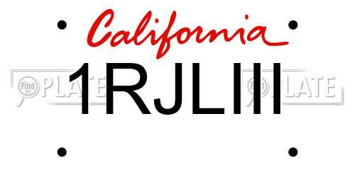 1RJLIII California License Plate