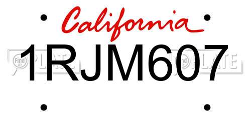 1RJM607 California License Plate