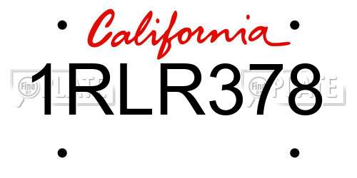 1RLR378 California License Plate