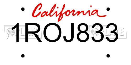 1ROJ833 California License Plate
