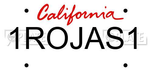 1ROJAS1 California License Plate