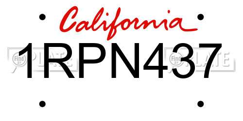 1RPN437 California License Plate