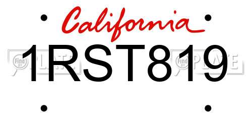 1RST819 California License Plate