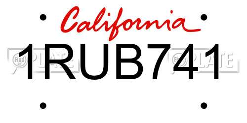 1RUB741 California License Plate
