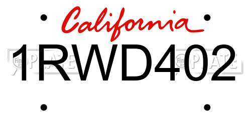 1RWD402 California License Plate