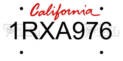 1RXA976 California License Plate