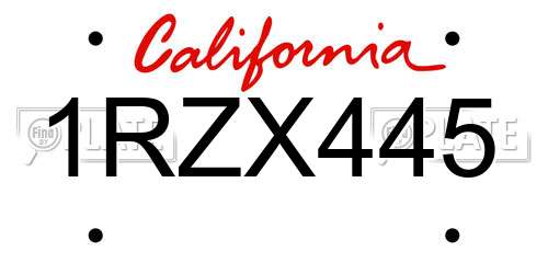 1RZX445 California License Plate