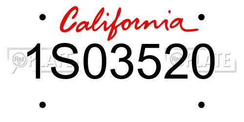 1S03520 California License Plate