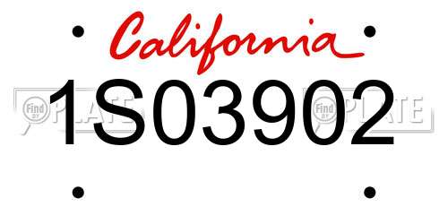1S03902 California License Plate