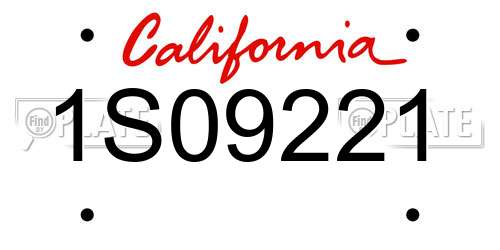 1S09221 California License Plate
