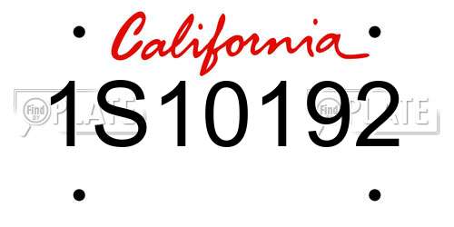 1S10192 California License Plate