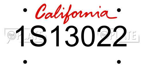 1S13022 California License Plate