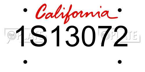 1S13072 California License Plate