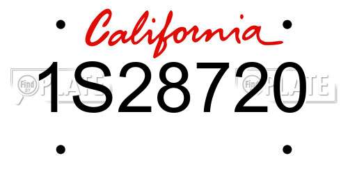 1S28720 California License Plate