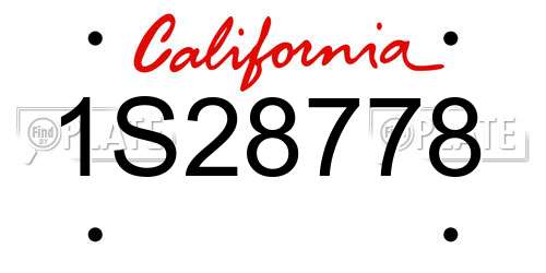 1S28778 California License Plate