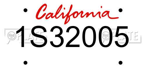 1S32005 California License Plate