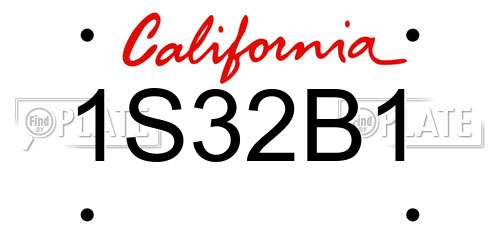 1S32B1 California License Plate
