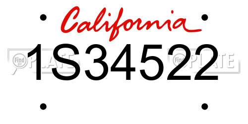 1S34522 California License Plate
