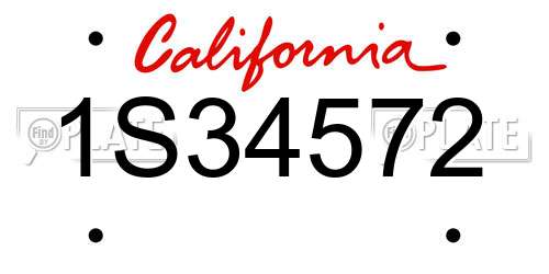 1S34572 California License Plate