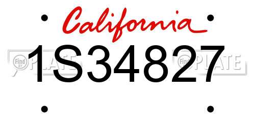 1S34827 California License Plate