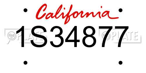 1S34877 California License Plate