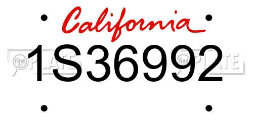 1S36992 California License Plate
