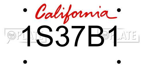 1S37B1 California License Plate