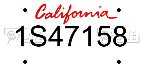 1S47158 California License Plate