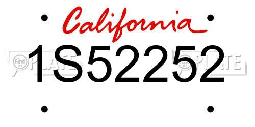 1S52252 California License Plate