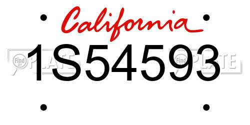 1S54593 California License Plate