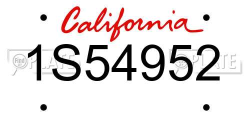 1S54952 California License Plate