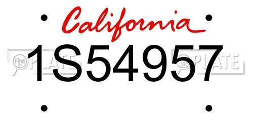 1S54957 California License Plate