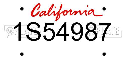 1S54987 California License Plate