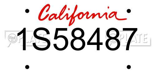 1S58487 California License Plate