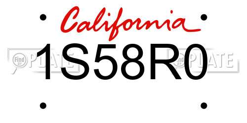 1S58R0 California License Plate