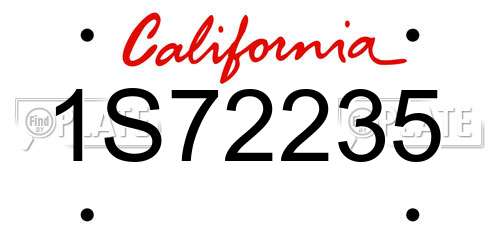 1S72235 California License Plate